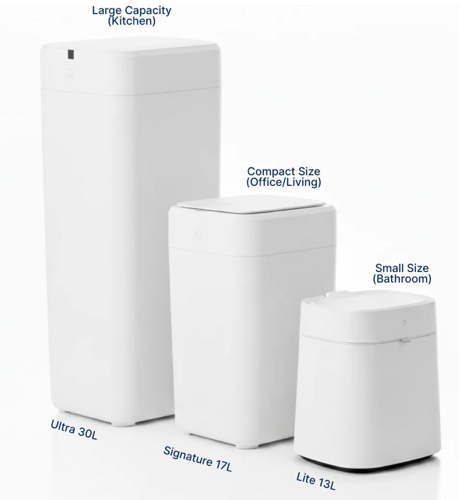 Automatic Trash Can, 3 Gallon Self Sealing and Self-Changing Smart Trash Can, Motion Sensor, Touchless Garbage Can with Lid for Kitchen Bathroom Bedroom Office, 6 Refill Rings(C3, White)