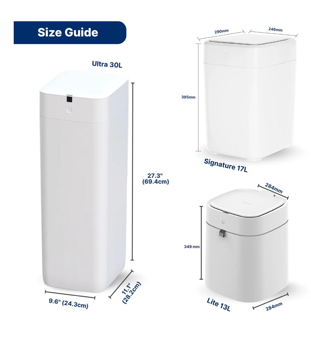 Automatic Trash Can, 3 Gallon Self Sealing and Self-Changing Smart Trash Can, Motion Sensor, Touchless Garbage Can with Lid for Kitchen Bathroom Bedroom Office, 6 Refill Rings(C3, White)