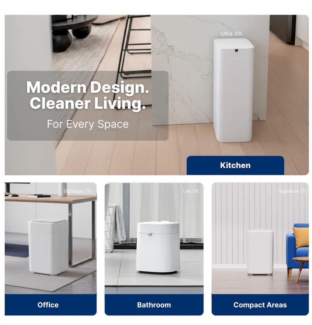 Automatic Trash Can, 3 Gallon Self Sealing and Self-Changing Smart Trash Can, Motion Sensor, Touchless Garbage Can with Lid for Kitchen Bathroom Bedroom Office, 6 Refill Rings(C3, White)