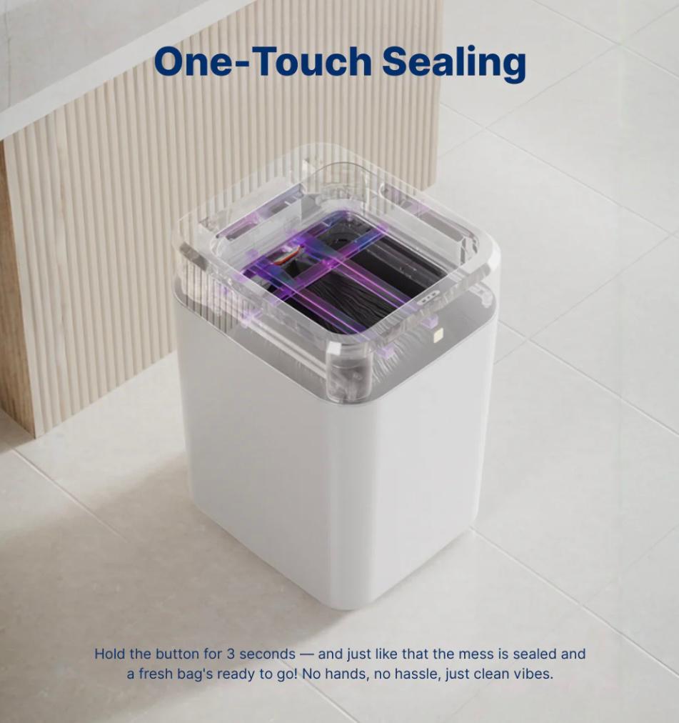 Automatic Trash Can, 3 Gallon Self Sealing and Self-Changing Smart Trash Can, Motion Sensor, Touchless Garbage Can with Lid for Kitchen Bathroom Bedroom Office, 6 Refill Rings(C3, White)