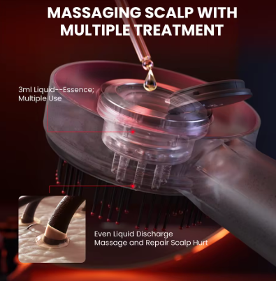 Electric Scalp Massager and Hair Oil Applicator with Three Modes and Light Therapy Function